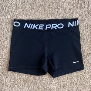 Nike Pro Black Compression Training Shorts with White Logo - 3 Inch